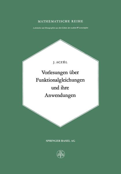 Produktbild: Vorlesungen &uuml;ber Funktionalgleichungen und ihre Anwendungen