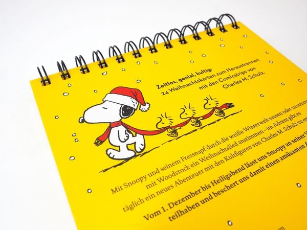 Produktbild: Snoopys Adventskalender. 24 Postkarten f&uuml;r die Weihnachtszeit (Advents-Postkartenaufsteller)