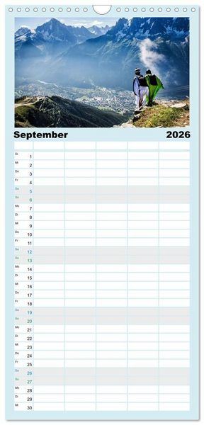 Produktbild: Familienplaner 2026 - Base Jumping Adrenalin- Kick mit 5 Spalten (Wandkalender, 21 x 45 cm) CALVENDO