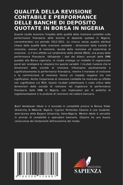 Produktbild: QUALIT&Agrave; DELLA REVISIONE CONTABILE E PERFORMANCE DELLE BANCHE DI DEPOSITO QUOTATE IN BORSA IN NIGERIA
