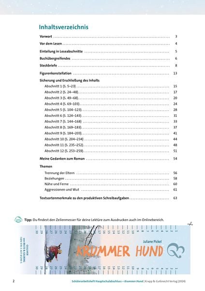 Produktbild: Krummer Hund &ndash; Juliane Pickel &ndash; Sch&uuml;lerarbeitsheft &ndash; Hauptschule