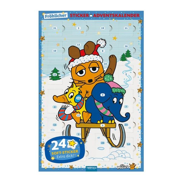 Produktbild: TR&Ouml;TSCH - Sticker-Adventskalender "Die Maus " | Weihnachtskalender mit 24 niedlichen Soft-Stickernr Adventskalender | Ab 3 Jahren