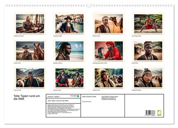 Produktbild: Tolle Typen rund um die Welt (Wandkalender 2026 DIN A2 quer), CALVENDO Monatskalender
