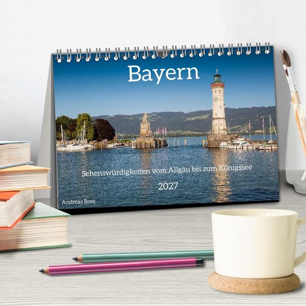 Produktbild: Bayern - Sehensw&uuml;rdigkeiten vom Allg&auml;u bis zum K&ouml;nigssee (Tischkalender 2027 DIN A5 quer), CALVENDO Monatskalender