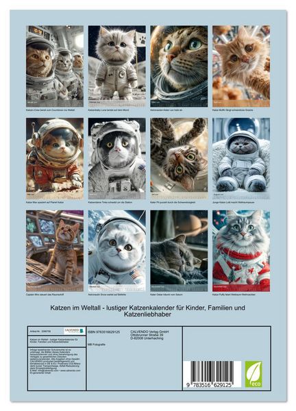Produktbild: Katzen im Weltall - lustiger Katzenkalender f&uuml;r Kinder, Familien und Katzenliebhaber (Wandkalender 2026 DIN A4 hoch), CALVENDO Monatskalender