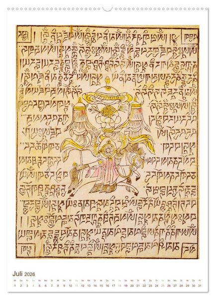 Produktbild: Mit Buddha durchs Jahr: historische Zeichnungen (Wandkalender 2026 DIN A2 hoch), CALVENDO Monatskalender