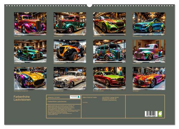 Produktbild: Farbenfrohe Lackvisionen (Wandkalender 2026 DIN A2 quer), CALVENDO Monatskalender