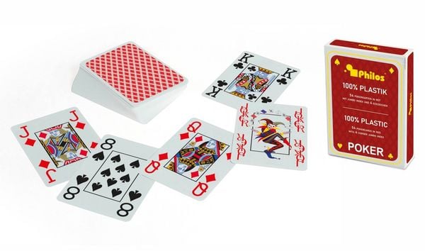 Pokerkarten, rot, Plastik