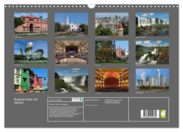 Produktbild: Buenos Aires mit Iguazu (Wandkalender 2027 DIN A3 quer), CALVENDO Monatskalender