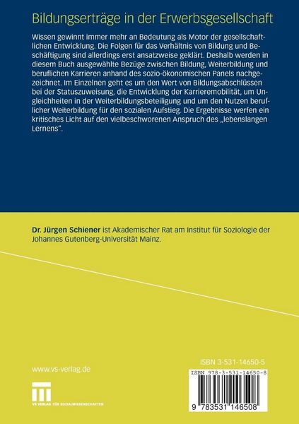 Produktbild: Bildungsertr&auml;ge in der Erwerbsgesellschaft