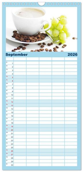 Produktbild: Familienplaner 2026 - Kaffee-Pause Terminkalender mit 5 Spalten (Wandkalender, 21 x 45 cm) CALVENDO