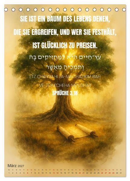 Produktbild: Weisheit, Licht und Leben &ndash; J&uuml;dische Inspiration durchs Jahr (Tischkalender 2027 DIN A5 hoch), CALVENDO Monatskalender