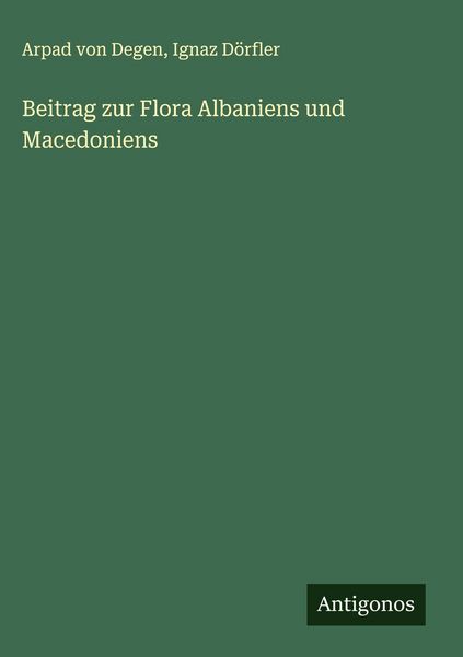 Produktbild: Beitrag zur Flora Albaniens und Macedoniens