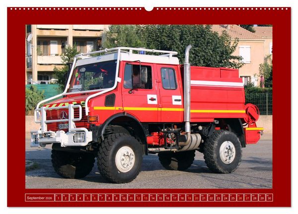 Produktbild: Unimog bei der Feuerwehr (hochwertiger Premium Wandkalender 2026 DIN A2 quer), Kunstdruck in Hochglanz