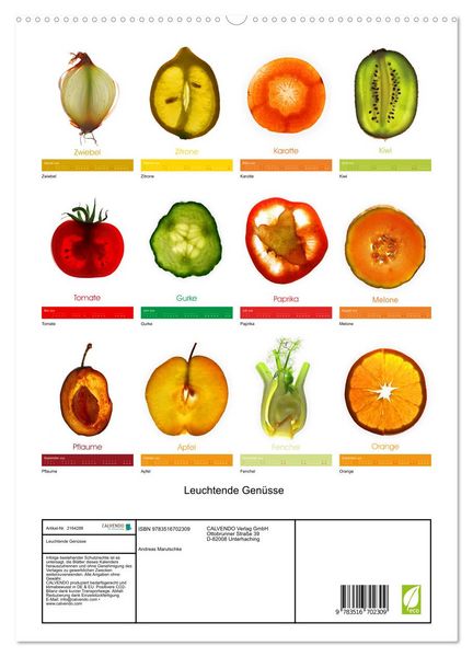 Produktbild: Leuchtende Gen&uuml;sse (hochwertiger Premium Wandkalender 2026 DIN A2 hoch), Kunstdruck in Hochglanz