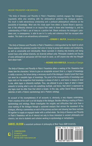Produktbild: Unity of Oneness and Plurality in Plato's Theaetetus