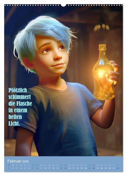 Produktbild: Luca und die wundersame Flasche (Wandkalender 2026 DIN A2 hoch), CALVENDO Monatskalender