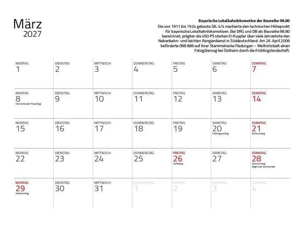 Produktbild: Dampfloks in Farbe 2027 Eintragkalender