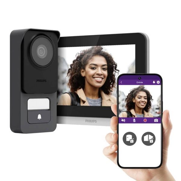 Produktbild: Philips WelcomeEye Connect 3 Video-T&uuml;rsprechanlage WLAN Komplett-Set 1 Familienhaus