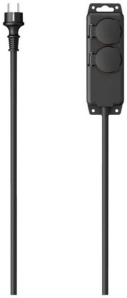 Produktbild: hama 00223061 Steckdosenleiste, 2-fach, f&uuml;r au&szlig;en IP44, Wandmontage, 2 m, Schwarz