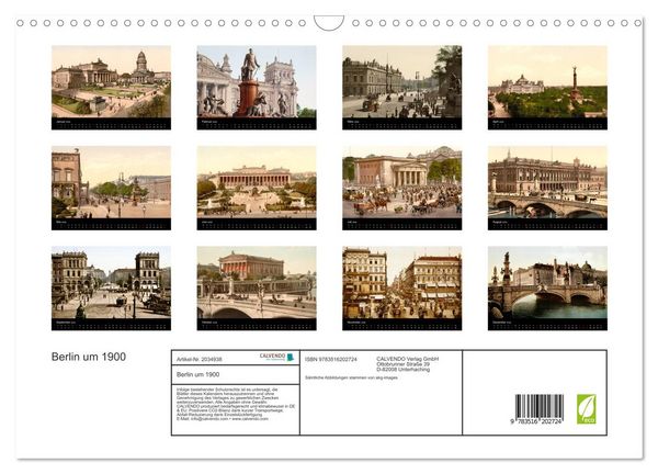 Produktbild: Berlin um 1900 (Wandkalender 2026 DIN A3 quer), CALVENDO Monatskalender