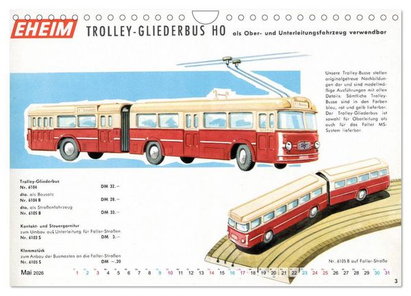 Produktbild: Trolley-Bus H0 (Wandkalender 2026 DIN A4 quer), CALVENDO Monatskalender