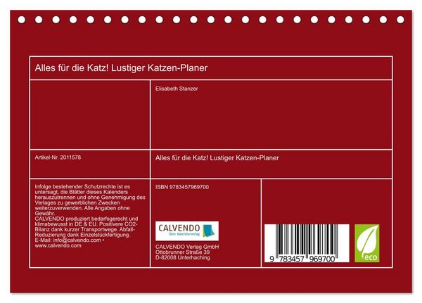 Produktbild: Alles f&uuml;r die Katz! Lustiger Katzen-Planer (Tischkalender 2026 DIN A5 quer), CALVENDO Monatskalender