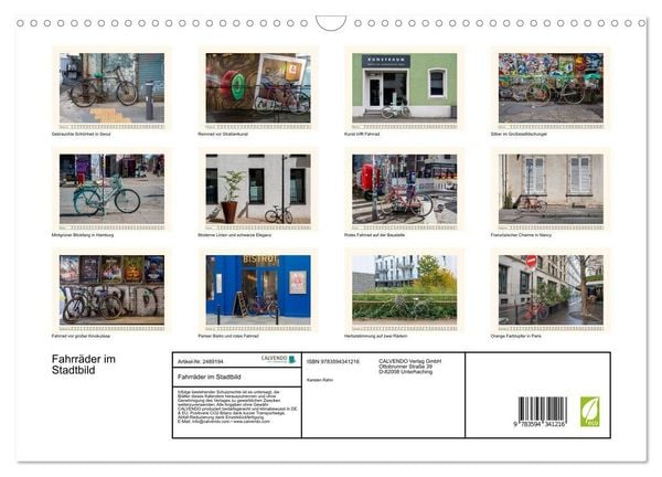 Produktbild: Fahrr&auml;der im Stadtbild (Wandkalender 2027 DIN A3 quer), CALVENDO Monatskalender