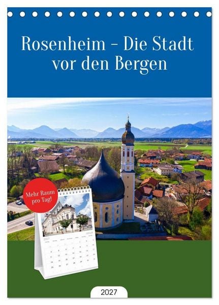 Produktbild: Tischplaner 2027 - Rosenheim - Die Stadt vor den Bergen (A5 Tischkalender zum Aufstellen) CALVENDO