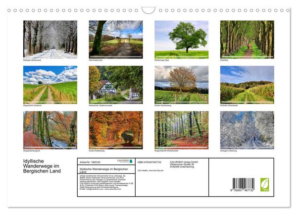 Produktbild: Idyllische Wanderwege im Bergischen Land (Wandkalender 2026 DIN A3 quer), CALVENDO Monatskalender