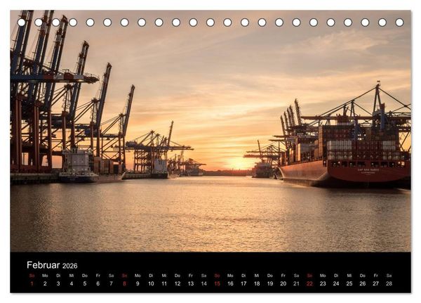 Produktbild: Der Hafen Hamburg bei Tag und Nacht (Tischkalender 2026 DIN A5 quer), CALVENDO Monatskalender