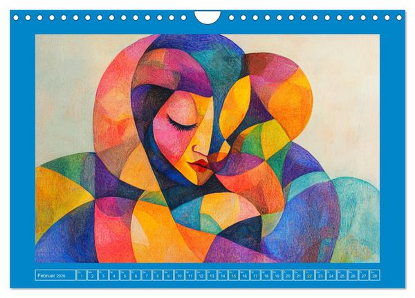 Produktbild: Liebe und Gl&uuml;ck. Abstrakte Kunst im &Ouml;lbilder-Stil (Wandkalender 2026 DIN A4 quer), CALVENDO Monatskalender