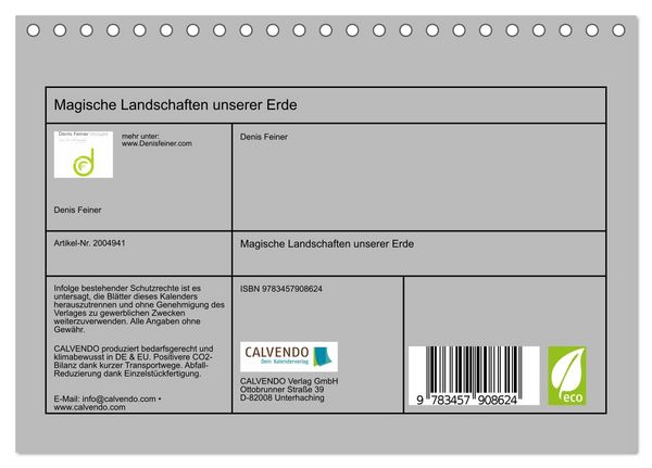 Produktbild: Magische Landschaften unserer Erde (Tischkalender 2026 DIN A5 quer), CALVENDO Monatskalender