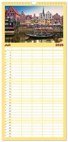 Produktbild: Familienplaner 2026 - L&Uuml;NEBURG Ein- und Ausblicke von Andreas Voigt mit 5 Spalten (Wandkalender, 21 x 45 cm) CALVENDO