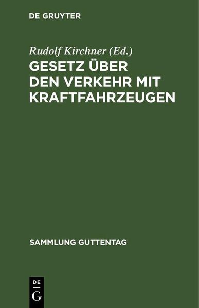 Produktbild: Gesetz &uuml;ber den Verkehr mit Kraftfahrzeugen