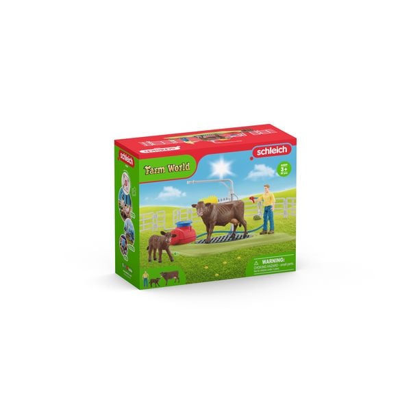 schleich 42529 - Farm World, Kuh Waschstation, Spielset