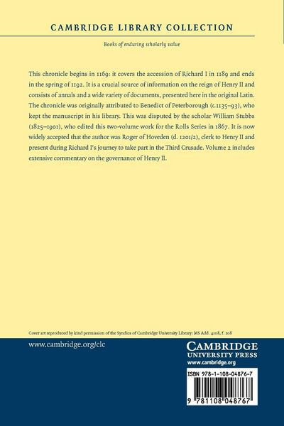 Produktbild: Gesta Regis Henrici Secundi Benedicti Abbatis. the Chronicle of the Reigns of Henry II and Richard I, Ad 1169-1192 - Volume 2