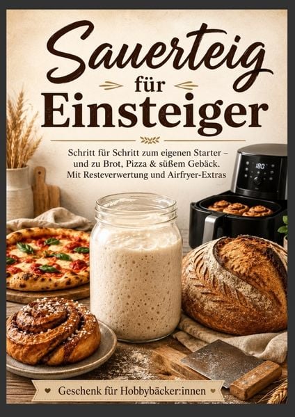 Produktbild: Sauerteig f&uuml;r Einsteiger Schritt f&uuml;r Schritt zum eigenen Starter - und zu Brot, Pizza & s&uuml;&szlig;em Geb&auml;ck. Mit Resteverwertung und Airfryer-Extras