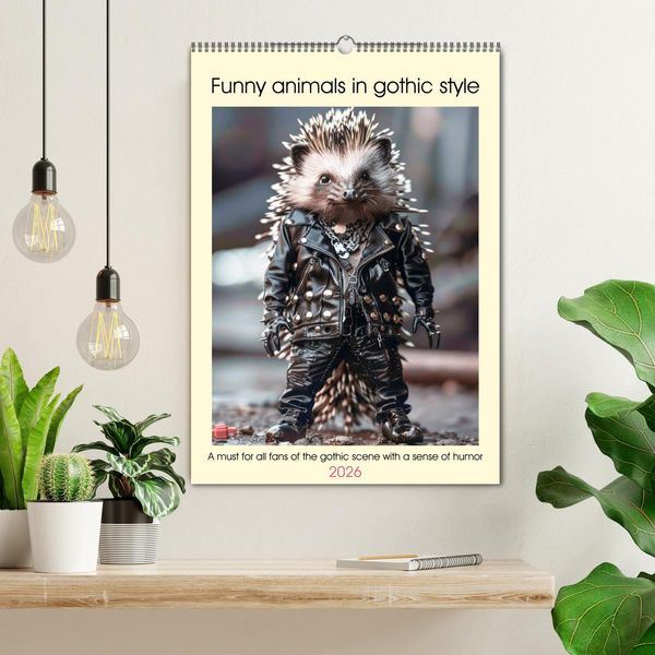 Produktbild: Funny animals in gothic style (Wall Calendar 2026 DIN A2 portrait), CALVENDO 12 Month Wall Calendar