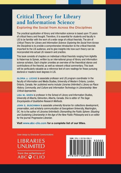 Produktbild: Critical Theory for Library and Information Science