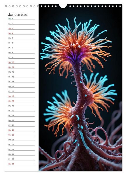 Produktbild: Leuchtende Mikroflora (Wandkalender 2026 DIN A3 hoch), CALVENDO Monatskalender