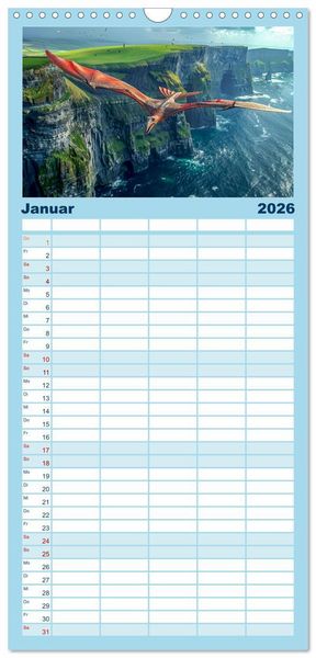 Produktbild: Familienplaner 2026 - Reise in die Urzeit mit 5 Spalten (Wandkalender, 21 x 45 cm) CALVENDO