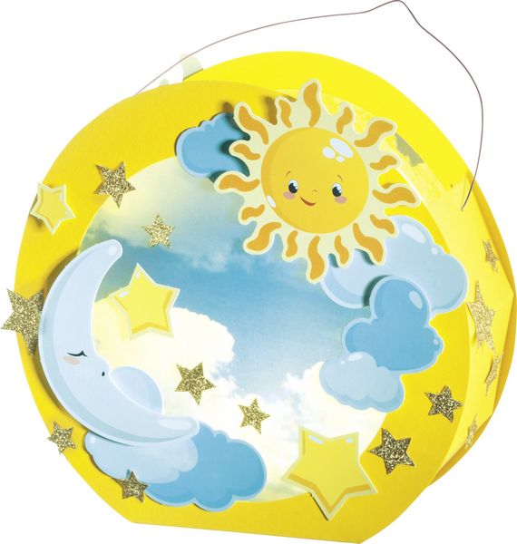 Produktbild: Folia Laternen-Bastelset aus Papier, SONNE, MOND & STERNE inkl. Deko-Licht