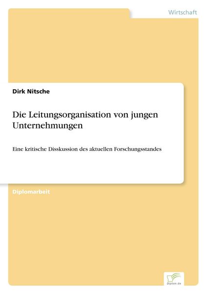 Produktbild: Die Leitungsorganisation von jungen Unternehmungen