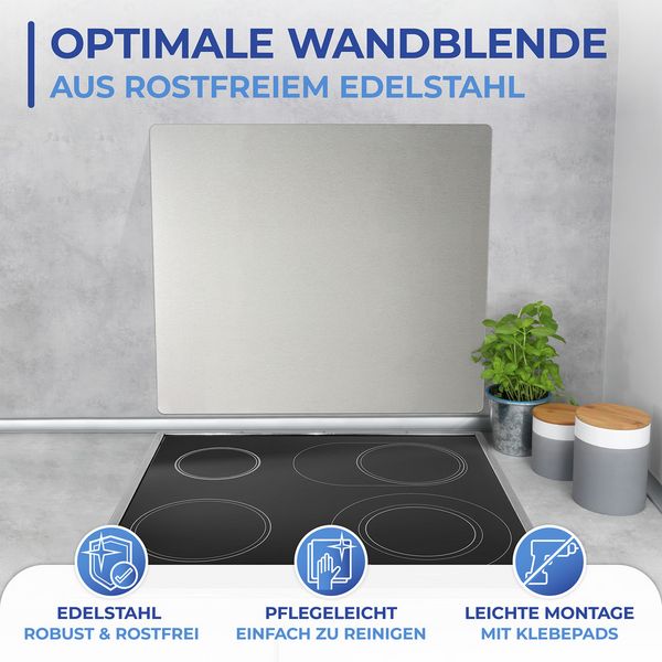 Produktbild: Wandblende Edelstahl, zuverl&auml;ssiger Spritzschutz
