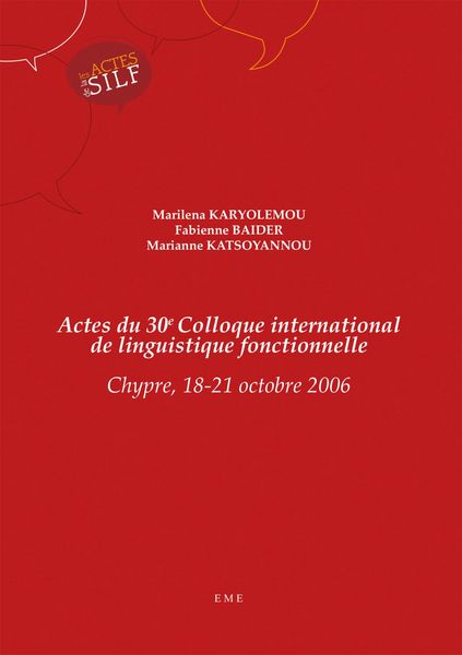 Produktbild: Actes du 30e Colloque international de linguistique fonctionnelle