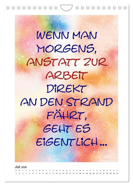 Produktbild: Humor und Ironie. Lustige Spr&uuml;che (Wandkalender 2026 DIN A4 hoch), CALVENDO Monatskalender