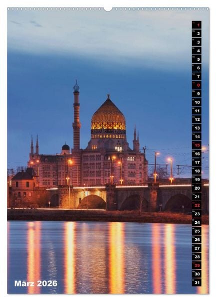 Produktbild: Dresden bei Nacht (Wandkalender 2026 DIN A2 hoch), CALVENDO Monatskalender