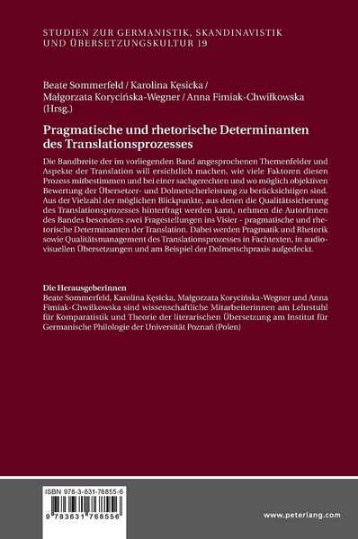 Produktbild: Pragmatische und rhetorische Determinanten des Translationsprozesses