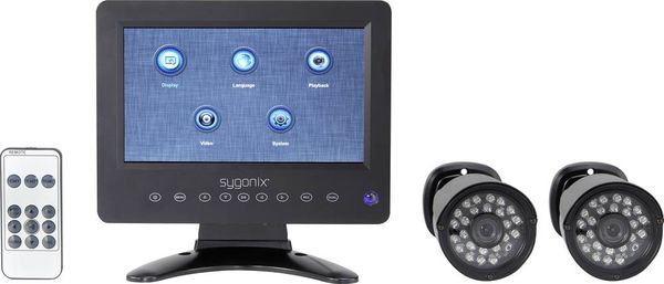 Produktbild: Sygonix SY-4600588 AHD &Uuml;berwachungskamera-Set 2-Kanal mit 2 Kameras 1280 x 720 Pixel